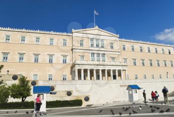 Tourists in front of the building, Parliament Building, Syntagma Square, Athens, Greece