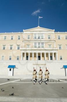 Royal guards at a monument, Tomb of The Unknown Soldier, Syntagma Square, Athens, Greece