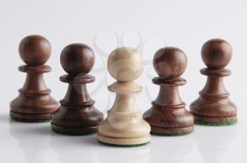 Chess pawns in a row