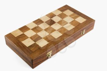 Close-up of a wooden chess box