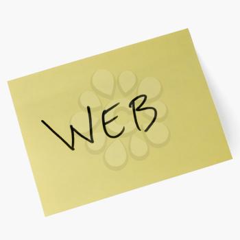 Web text on an adhesive note