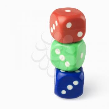 Three dices in a stack