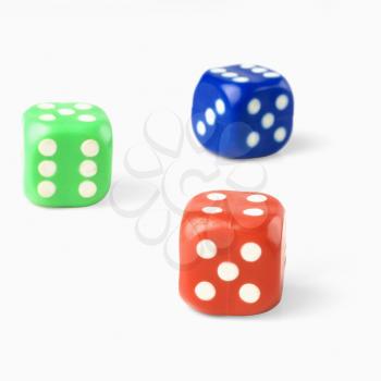 Close-up of three dices