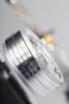 Close-up of a spindle of hard drive