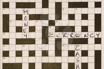 Close-up of a crossword puzzle