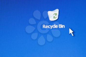 Recycle bin icon on a computer screen