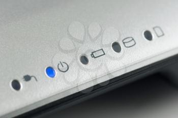 Close-up of indicators of a laptop
