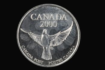 Close-up of a Canadian coin