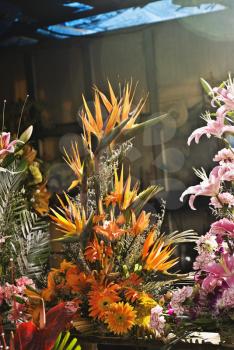 Bouquet of flowers in a shop, New Delhi, India