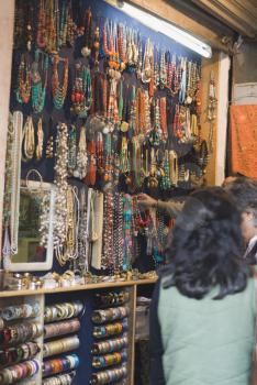 Customers shopping in a jewelry shop, New Delhi, India