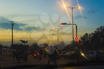 Traffic on the road, Delhi, India