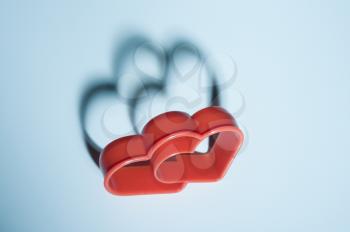 Close-up of a red heart shaped cookie cutter