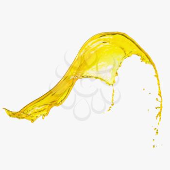 Splash of yellow paint on a white background