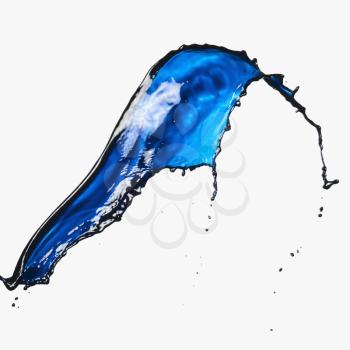 Splash of blue paint on a white background
