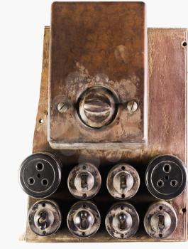 Close-up of old lightswitches and sockets