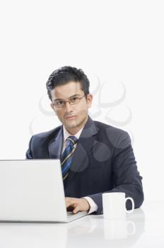 Businessman working on a laptop