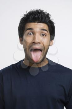 Man sticking his tongue out