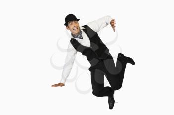 Businessman jumping with excitement