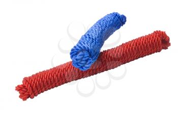 Close-up of two nylon rope bundles