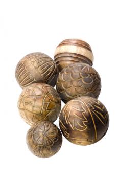 Close-up of decorative wooden balls