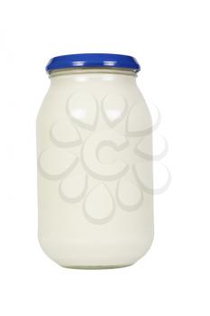 Close-up of a mayonnaise jar