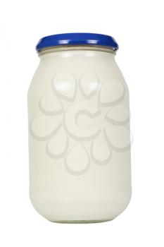 Close-up of a mayonnaise jar