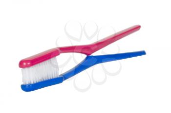 Close-up of two toothbrushes depicting togetherness