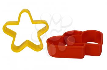 Close-up of a star and a heart shaped cookie cutters