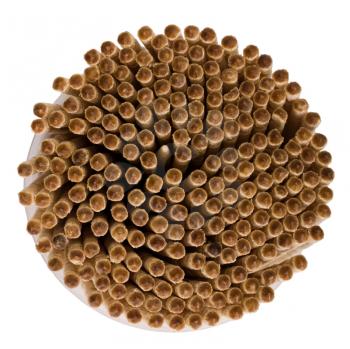 Close-up of toothpicks in a container