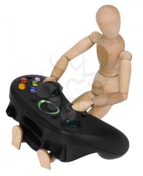Artist's figure with a video game controller