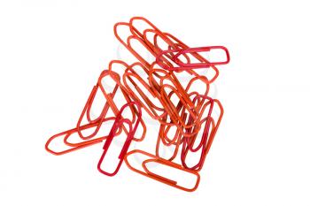 Close-up of red paper clips