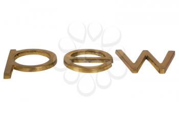 Close-up of a word 'pew'