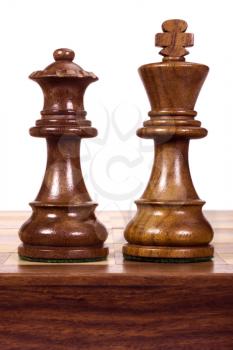 Close-up of a king and a queen chess pieces