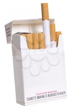 Close-up of cigarettes in a packet