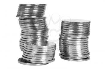 Close-up of stacks of coins