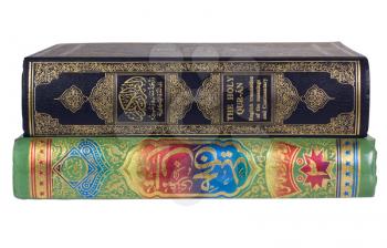 Close-up of the Koran books