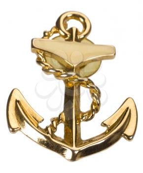 Close-up of an anchor shaped brooch
