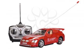 Remote controlled toy car with a game controller
