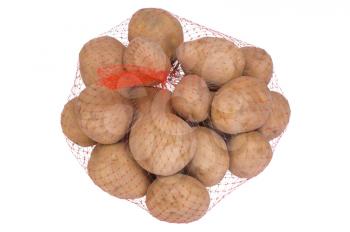 Close-up of raw potatoes in a net bag