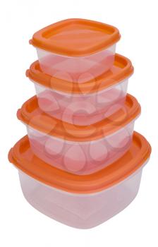 Close-up of a stack of plastic containers