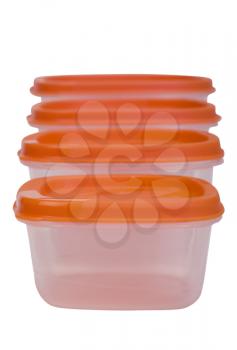 Close-up of plastic containers in a row