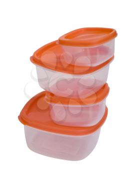 Close-up of a stack of plastic containers