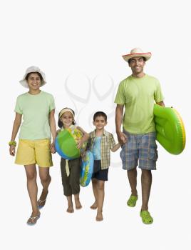 Portrait of a happy family enjoying on vacations