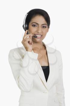 Close-up of a female customer service representative