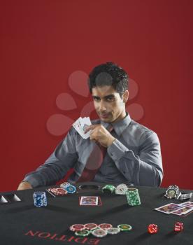 Portrait of a man gambling