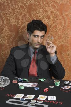 Portrait of a man gambling