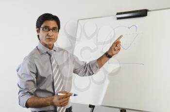 Portrait of a teacher in front of a whiteboard