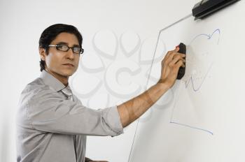 Teacher dusting a whiteboard