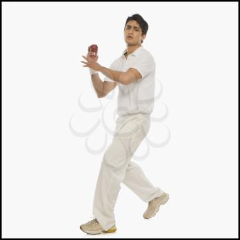 Cricket bowler in action