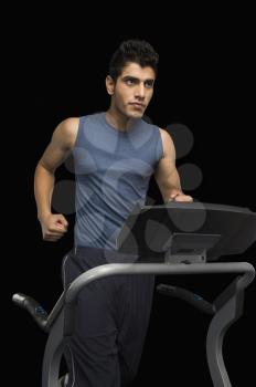 Man running on a treadmill